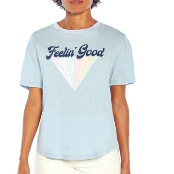 Wildfox Feelin Good Blue Short Sleeve Graphic Tee Shirt Women’s Small - Picture 1 of 4
